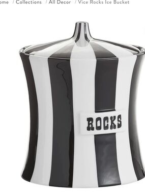 Jonathan Adler Black and White Striped Ceramic 'Rocks' Canister